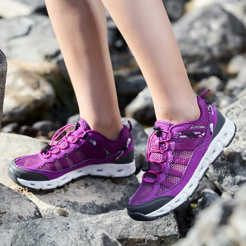 JIEMIAO New Men and Women Trekking Hiking Shoes Summer Mesh Breathable Outdoor Men Sneakers Anti-skid Quick-dry Water Shoes