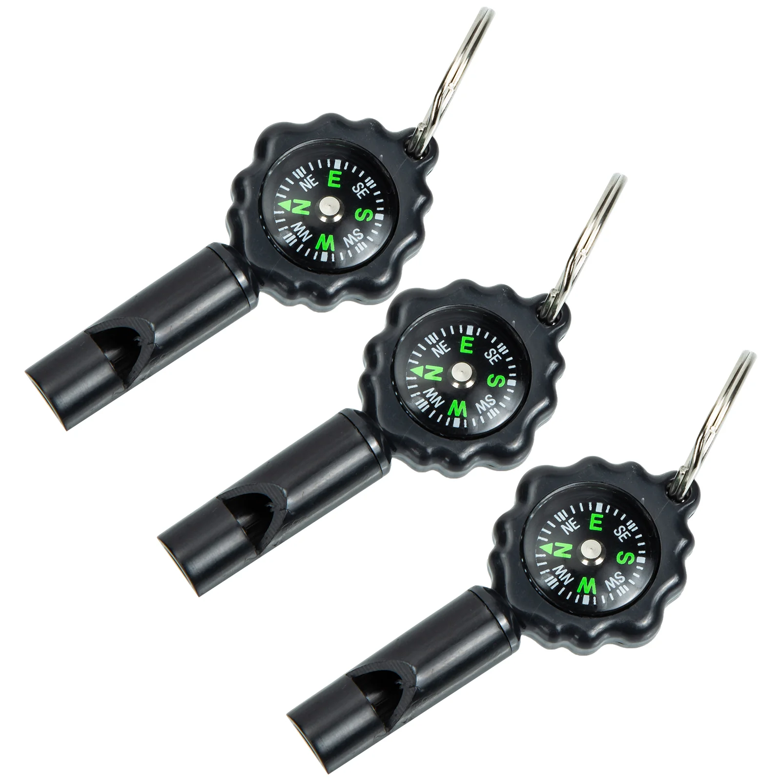

3Pcs Survival Supplies Whistles With Lanyard Keychain Compass Keychain Whistle with Compass
