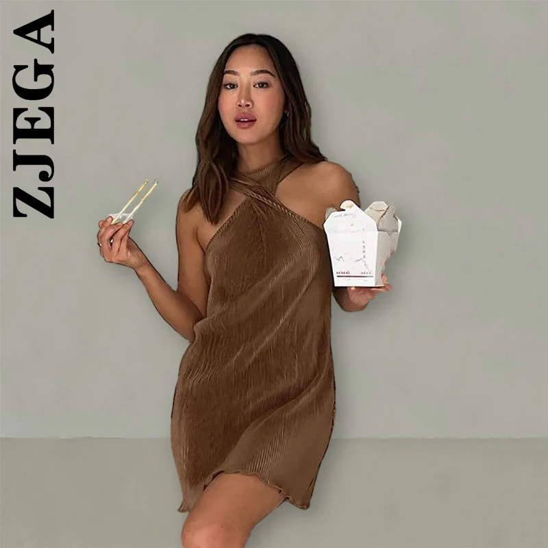 

Women Fashion Dress Solid Cross Halter Off Shoulder Knitting Loose Mini Dress Sexy Stylish Lazy Vestidos Female Clothing