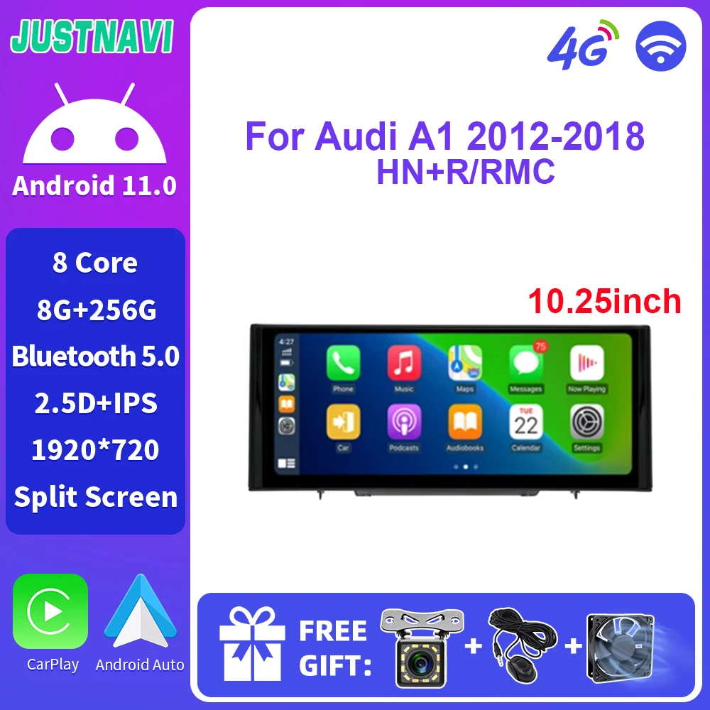 

JUSTNAVI Android 11 автомобильный мультимедийный плеер для Audi A1 2012-2018 RMC HN + R встроенный беспроводной Carplay Android Авто 4G LTE GPS IPS