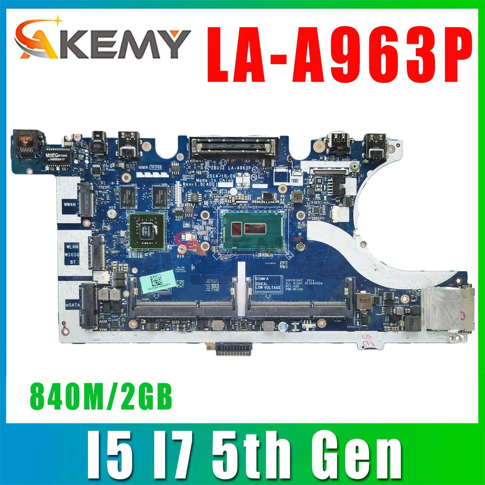 

Материнская плата для ноутбука DELL Latitude E7450, 7450 дюйма, фотосессия 0HVV96, модель ZBU11, фотосессия I7-5600U, процессор 840M/2 ГБ, 100% Протестировано