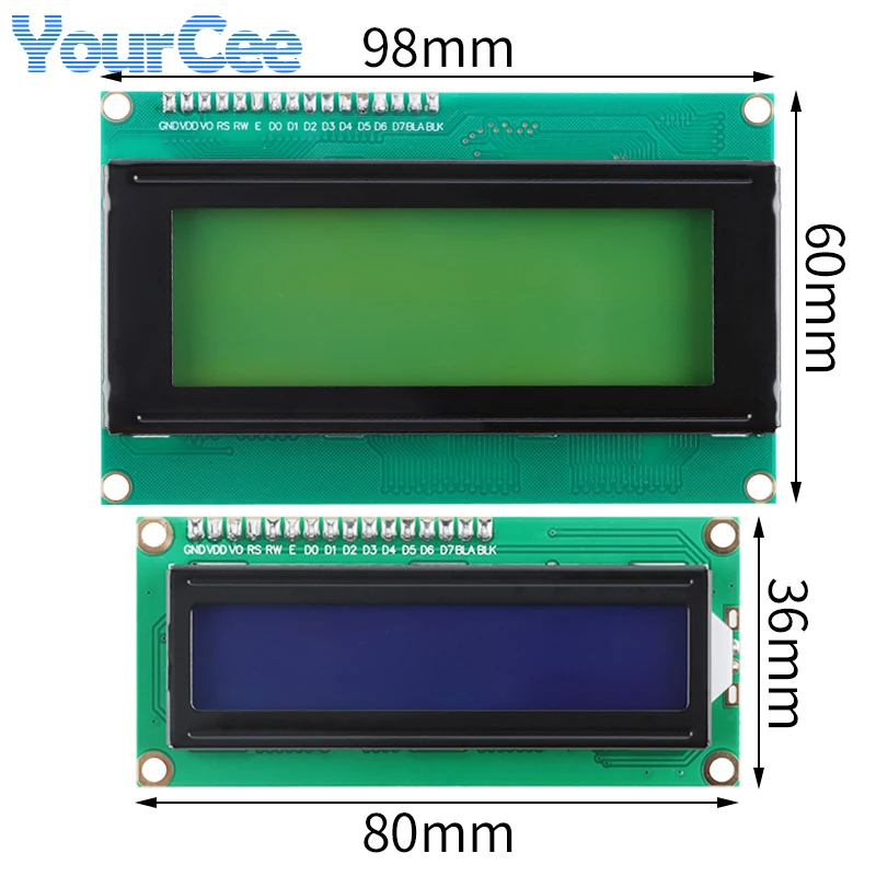 Фото ЖК-дисплей LCD1602 LCD2004 желто-зеленый/синий с адаптерной платой, интерфейсом I2C IIC, модулем LCD1602A LCD2004A с подсветкой №3