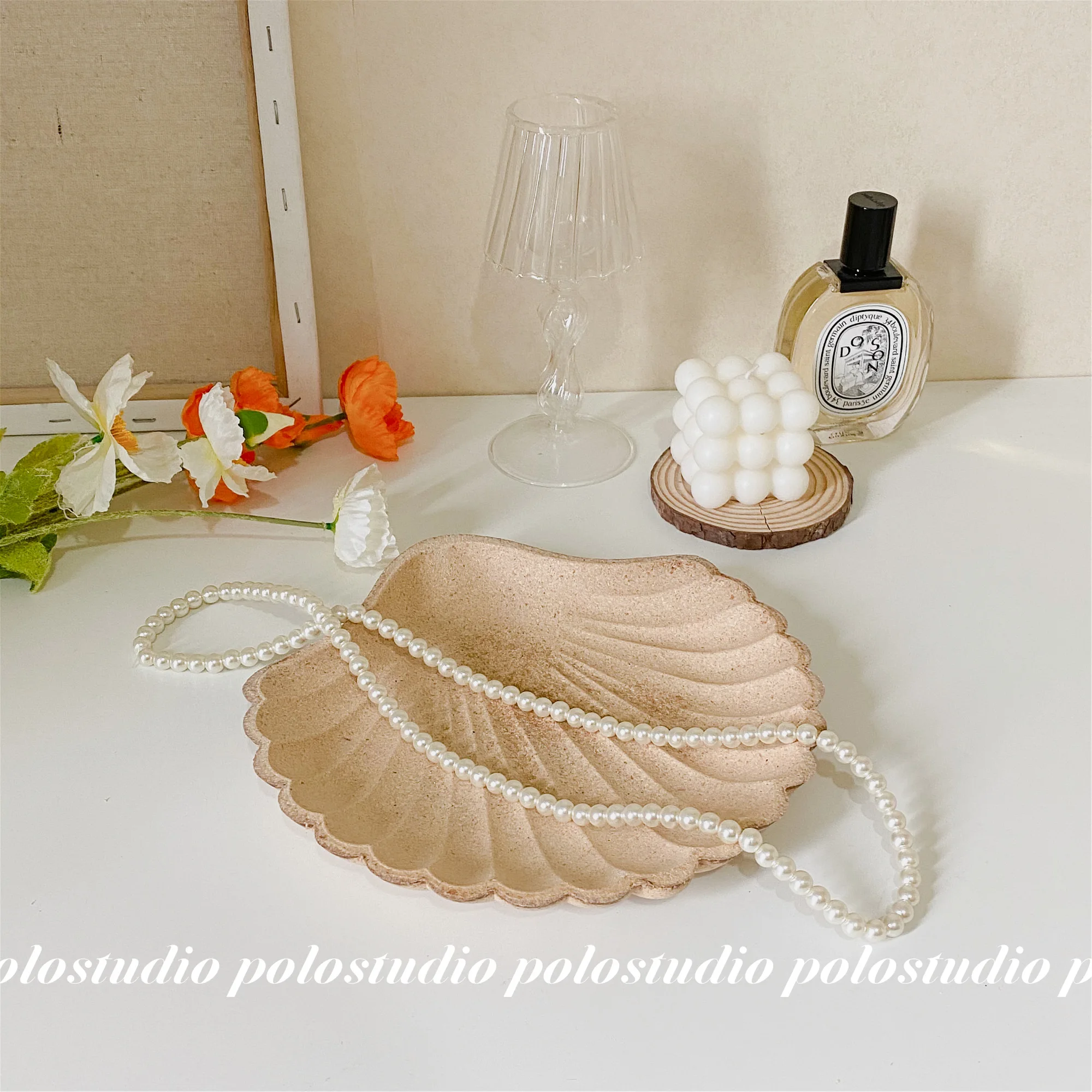 Фото INS реквизит для фотосъемки, имитация ракушки, деревянный поднос, декоративная тарелка, украшения, позирование, скандинавский фон для фотосессии №2