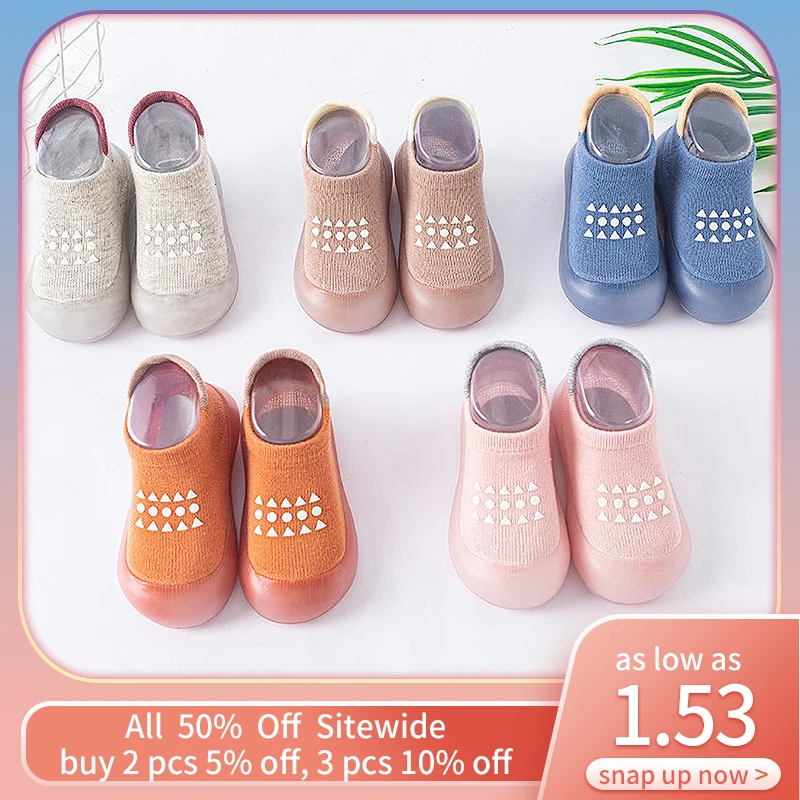 

Baby Socks Shoes Toddler Rubber Bottom Non-slip Infant First Walker Children Booties Boy Girl Soft Soled Indoor Floor Sneakers