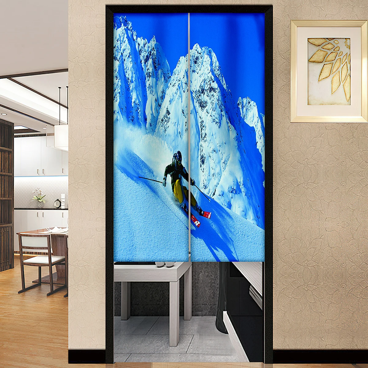 Зимний вид лыжная Спортивная дверная занавеска игрок для катания на лыжах