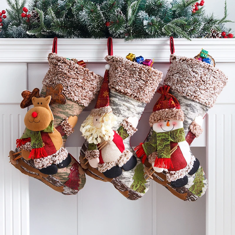 

Рождественские чулки, большие рождественские подарочные пакеты, подставка для камина, держатель для новогодних конфет, Рождественский Декор для дома