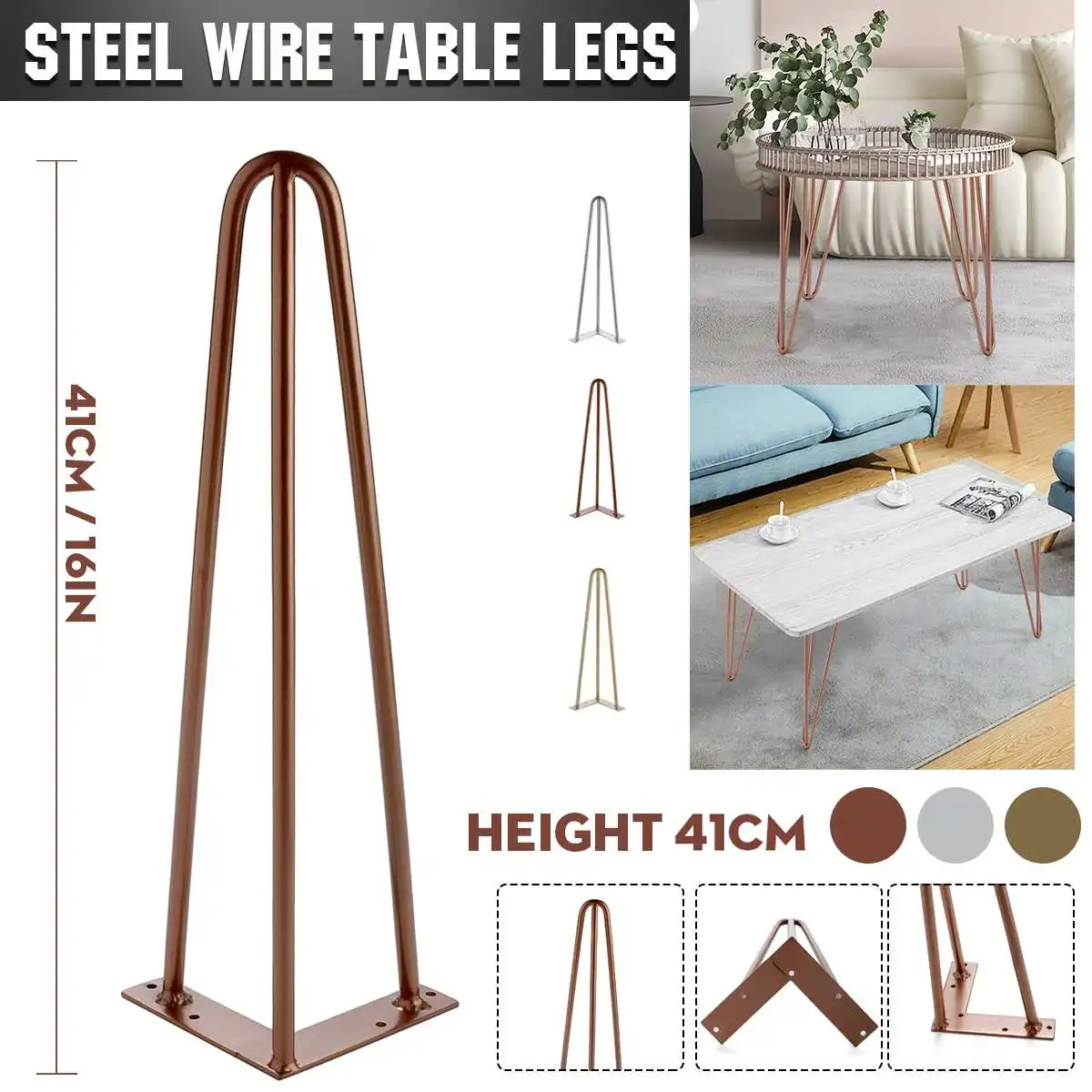 

4Pcs Hairpin Legs Hairpins Table Skids Hairpin Legs Table Legs Table Foot Bracket DIY Handcrafts 71cm High 10mm Solid Steel Bar