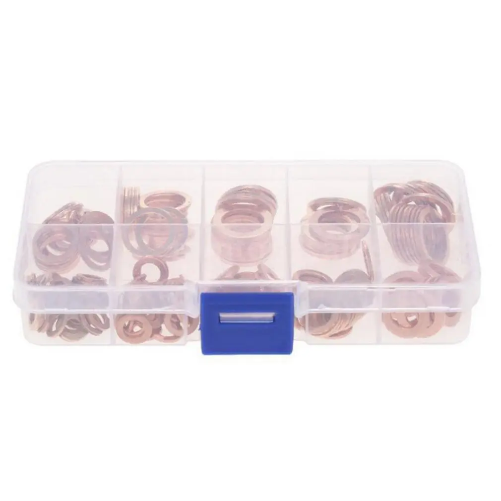 200 шт. разнообразные уплотнительные кольца для шайбы из твердой меди |