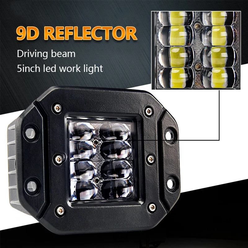 5-дюймовый Точечный Луч 40 Вт Зеркальная Панель Для Jeep Wrangler Грузовика Внедорожника