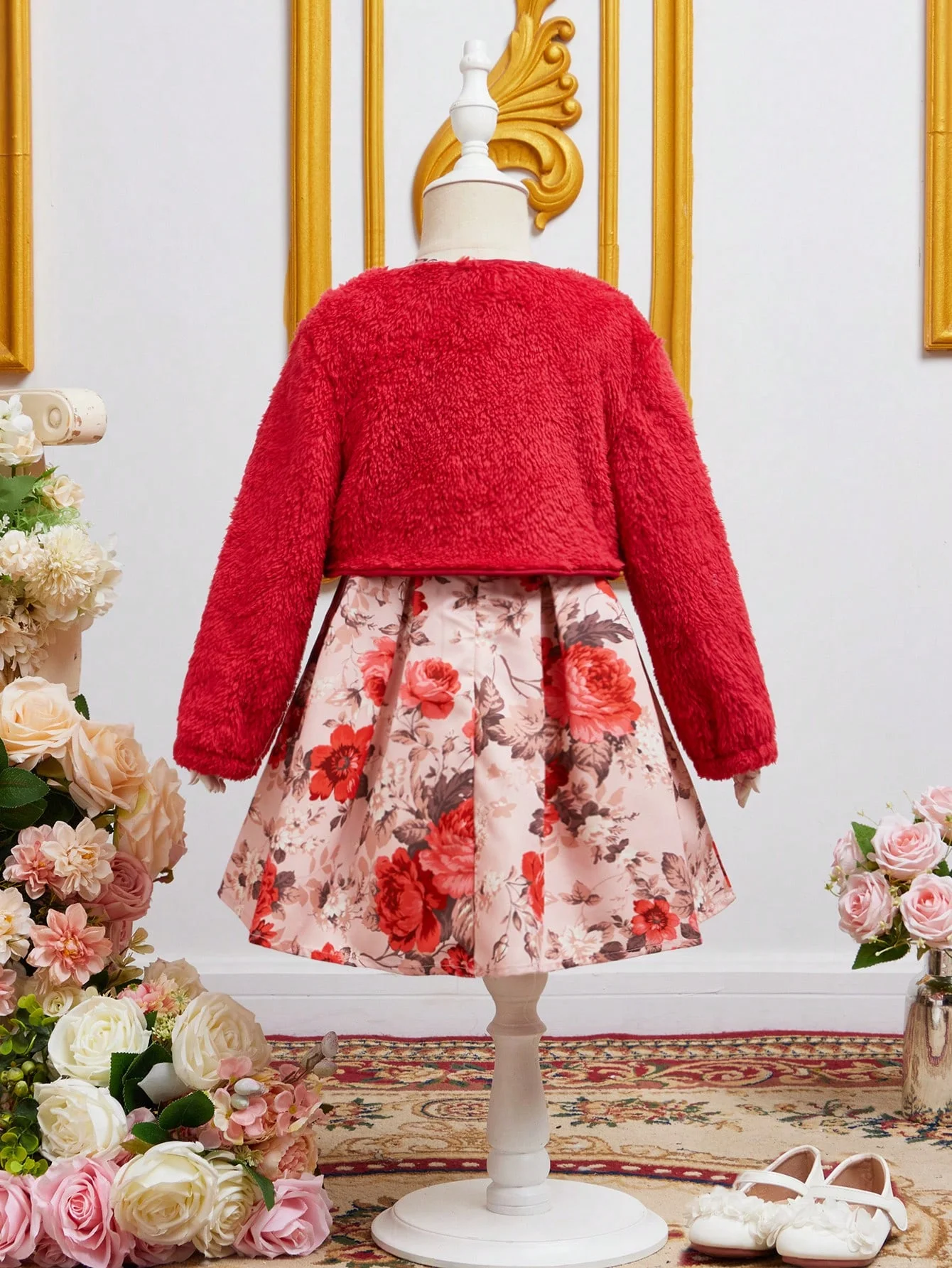 Осенне-зимний комплект принцессы в стиле ретро для девочек 4-6 лет с длинными