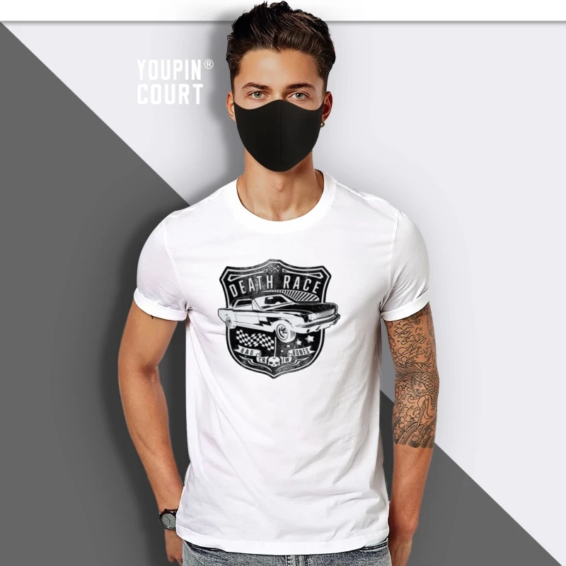 

Death Race T-shirt Vintage Engine Car Bad Bones Crew Cool T-shirt Graphic Tee Gift For Him Organic Cotton men t shirt