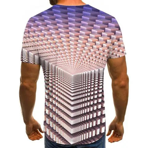 Летняя повседневная мужская футболка, топы в трехмерную клетку в стиле Харадзюку, трехмерная спиральная футболка с круглым вырезом, рубашка, женская уличная одежда