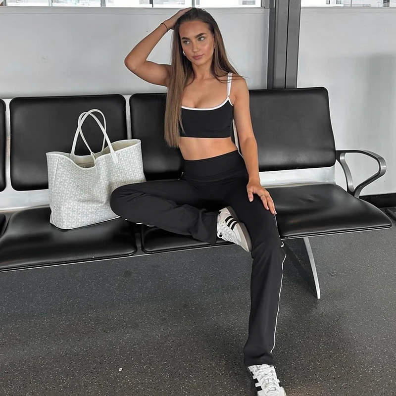 Cutenova Летний Лоскутный Спортивный Комплект Для Йоги Топ Низ Узкие Брюки С Высокой