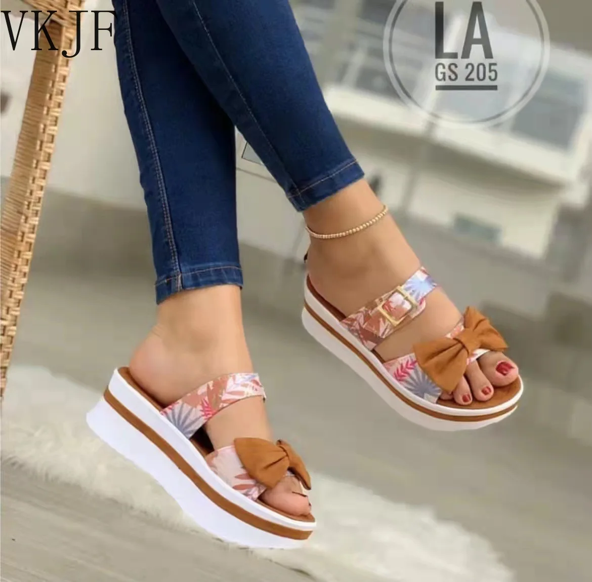 

Slippers 2022 Spring New Women's Shoes Bow Sandals Women's Thick-soled Slippers Women Sandals