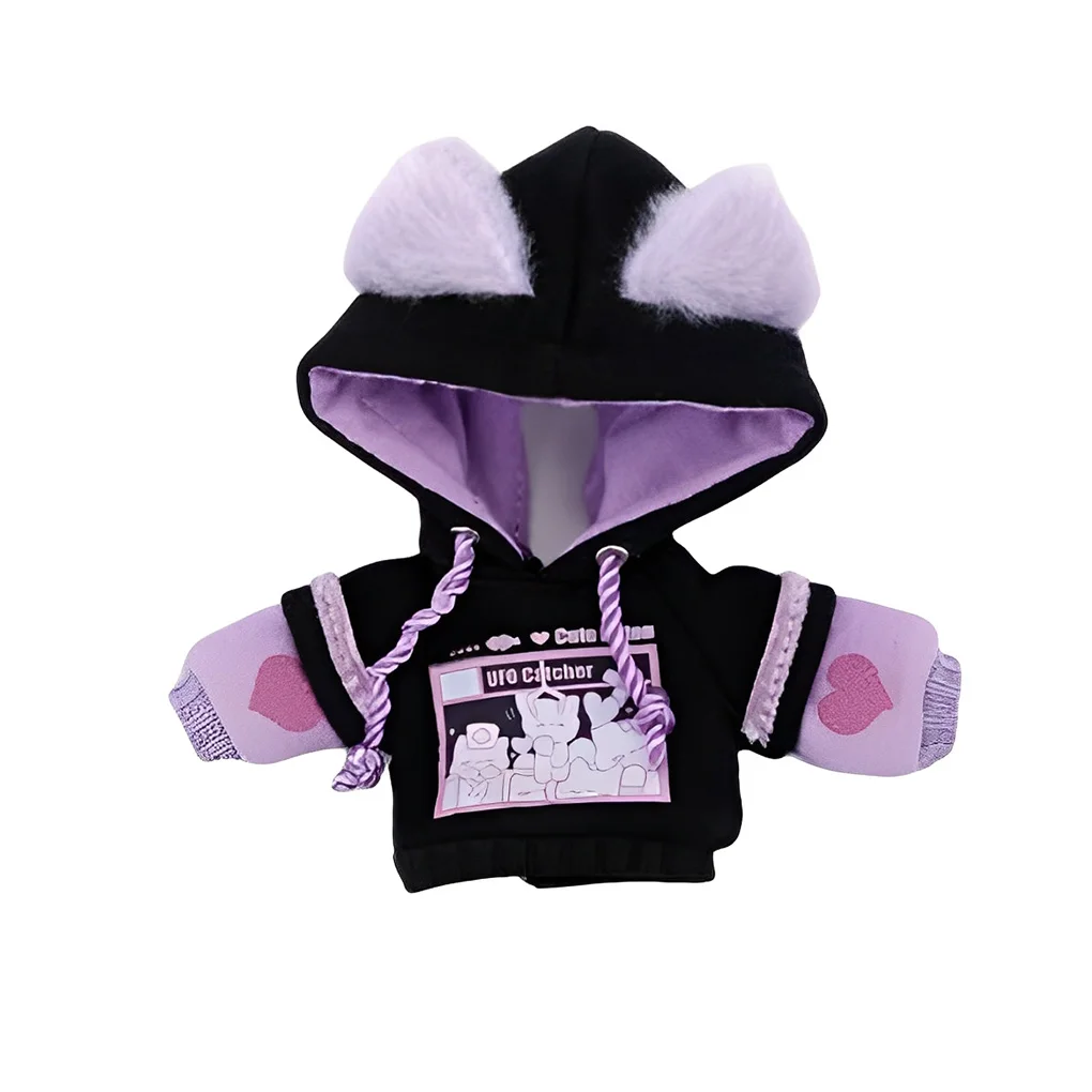 

Кукольная толстовка, очаровательный игрушечный пуловер с ушками, детская одежда для игр, одежда, украшение, подарок на день рождения, черный, фиолетовый