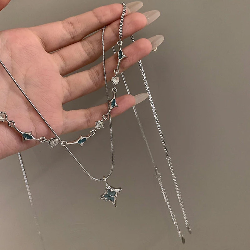 Двухслойное ожерелье с жемчужной кисточкой в стиле хип-хоп