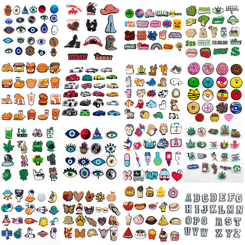 

New 16 Set Pack Jibz Cartoon Animal Shoe Charms DIY Croc Clogs Aceessories PVC Slippers Buttons Decorate Buckle Kids Party Gifts