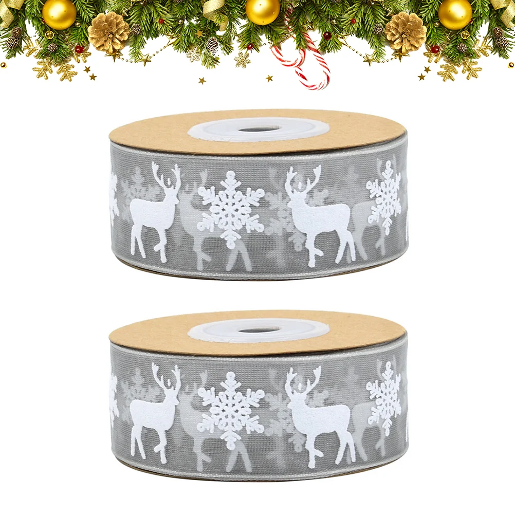 

2 Roll Xmas Ribbons Beautiful Unique Gift Strip Gift Riband for Home Store Shopping Mall