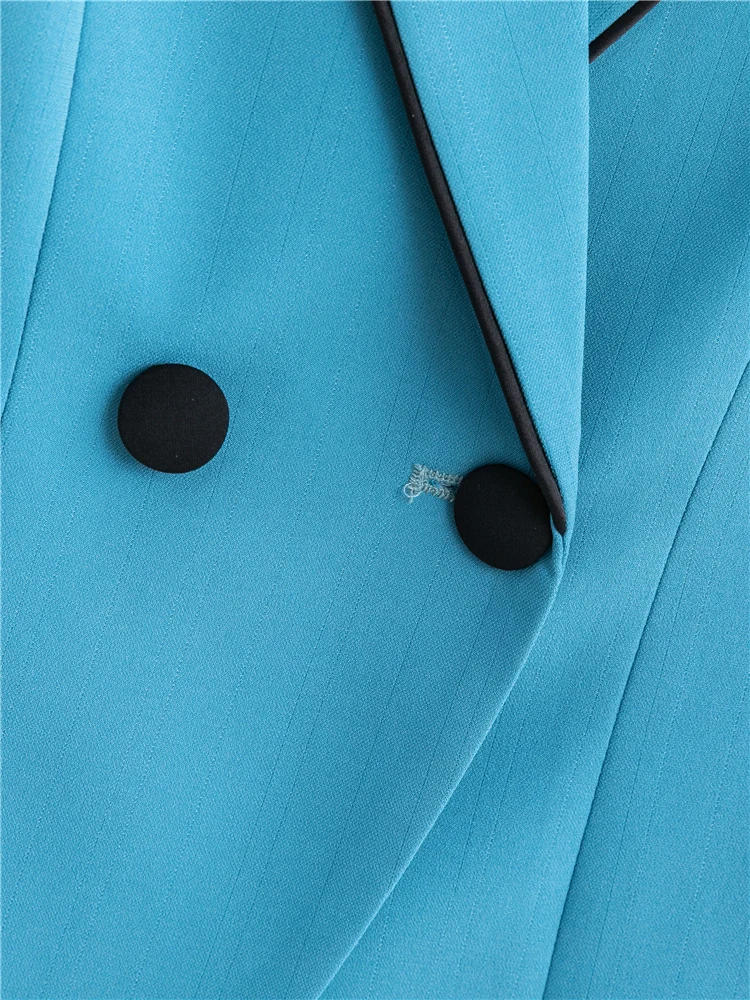 Женский офисный костюм из блейзера и брюк синий Официальный двух предметов для