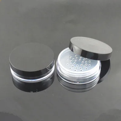 

20ML Clear Plastic Loose Powder Case/Jar With Black Lid Empty Round Rotating Sifter Loose Powder Container With Puff 5/50PCS