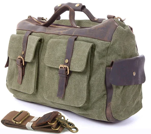 Vintage 2019 Fashion Crazy Horse Leather Canvas Luggage Travel Bags Men's Large Capacity Duffel Bags Overnight Bag Weekend bag