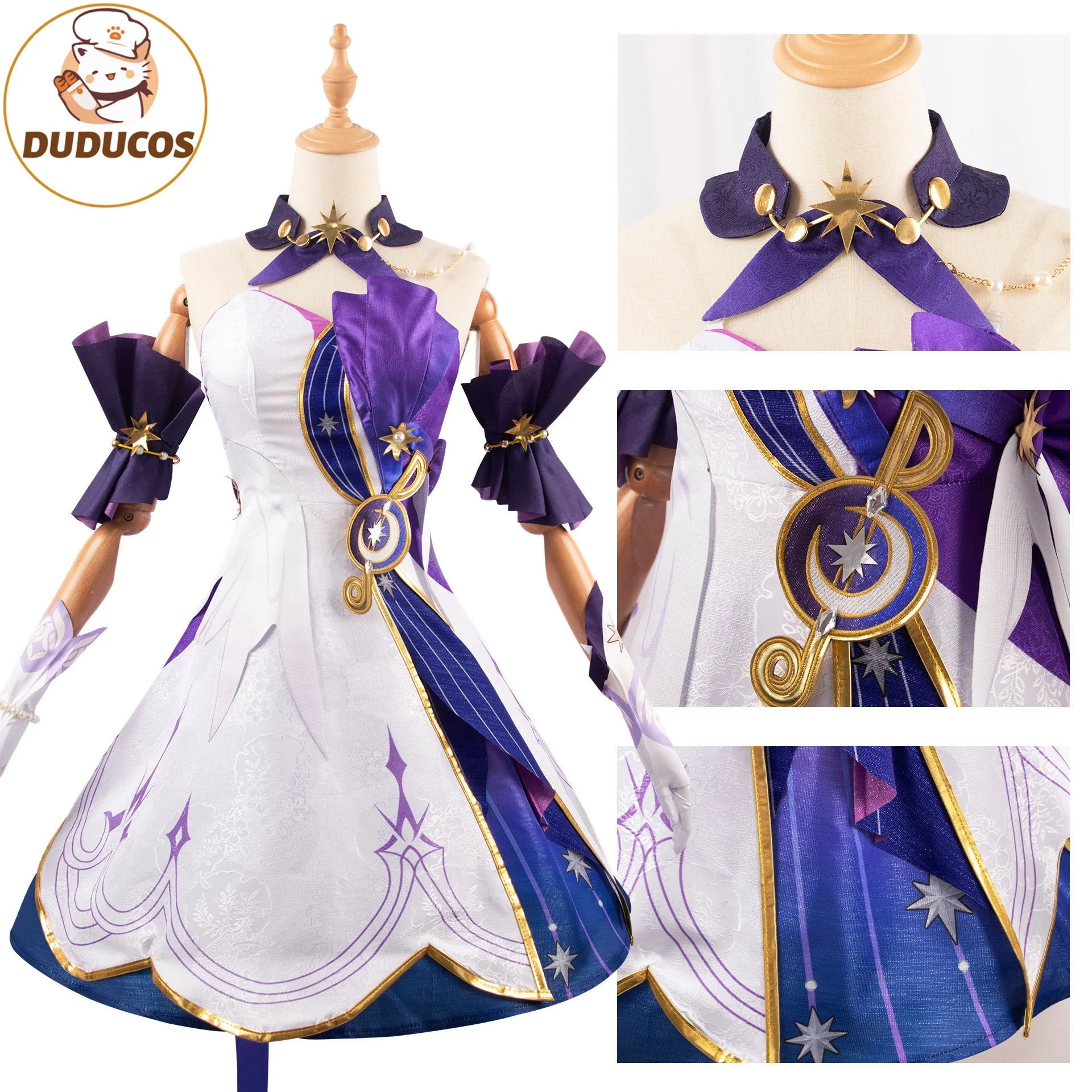 DUDU R Robin Cosplay Costume Dress Wig Honkai Star Rail Uniform Headwear Earrings Singer Sunday Halloween Party for Women Props