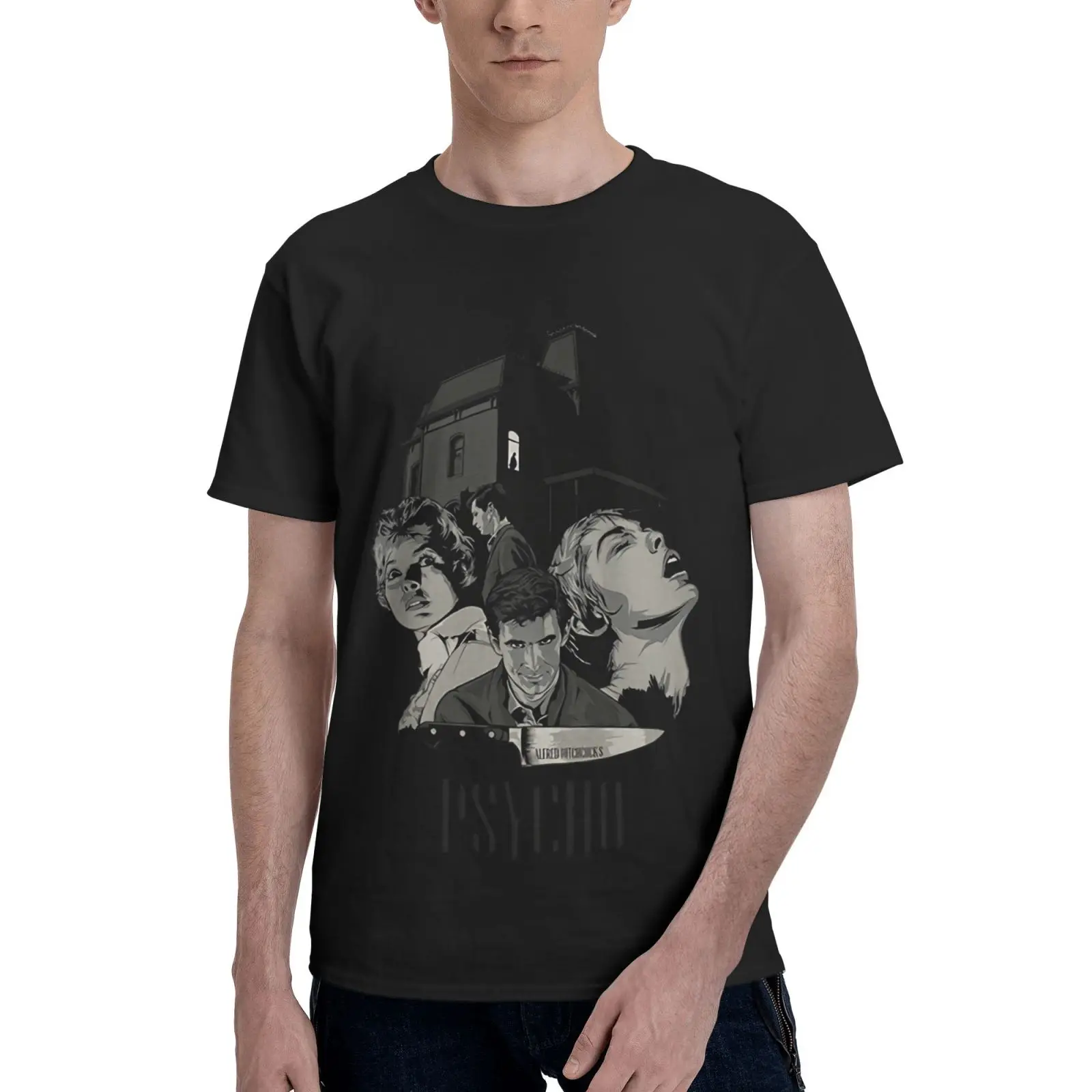 

Psycho Poster Alfred Hitchcock Xs3Xl Oversized T-Shirt Anime Vintage Men's Clothes Aesthetic Clothing Men's Clothing Anime Tops