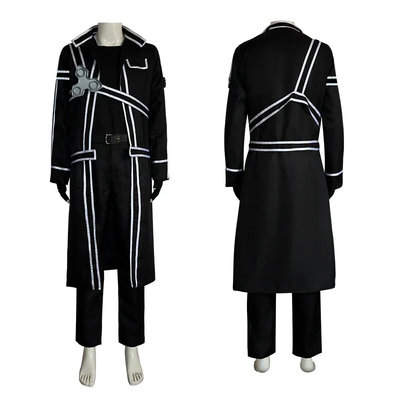 Взрослые мужчины женщины черная униформа Хэллоуин аниме Sword Art Online Кирито косплей