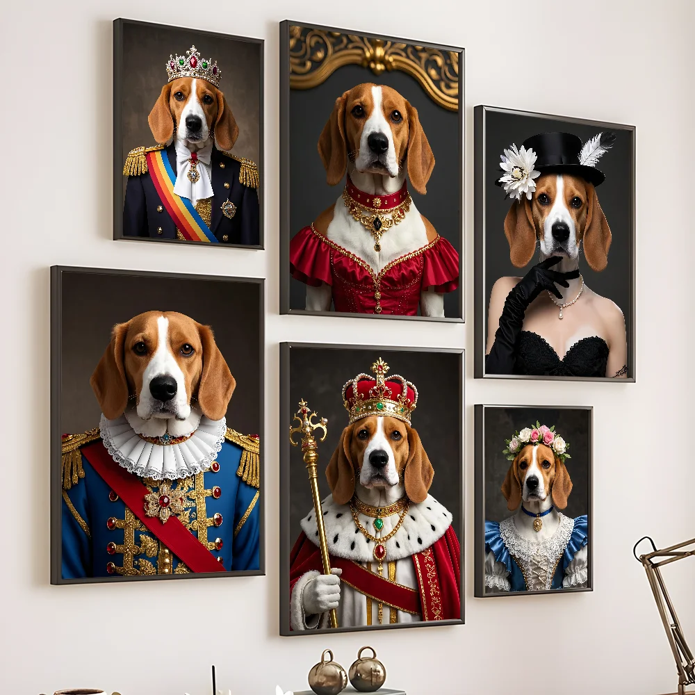 Бигль Собака Домашнее животное Портрет Ретро Плакат Липкая Настенная