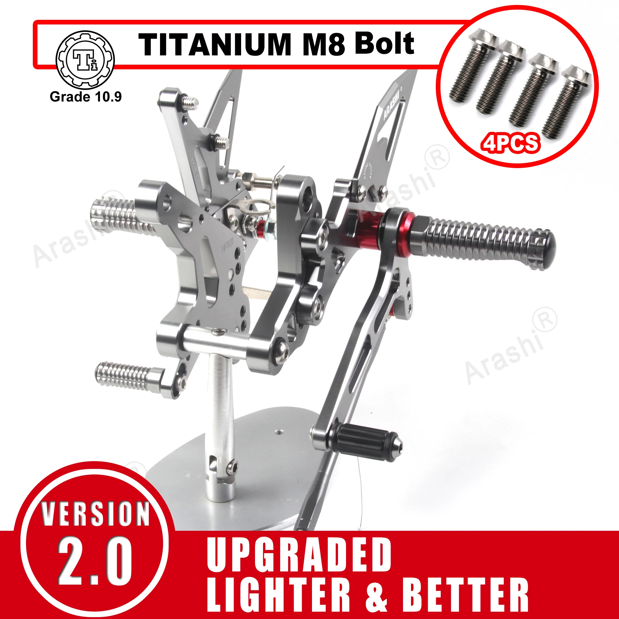 

Arashi CNC Adjustable Rearset For KAWASAKI Ninja 400 / Z400 / ABS 2018 - 2023 Footrest Rider Foot Pegs EX400 2019 2020 2021