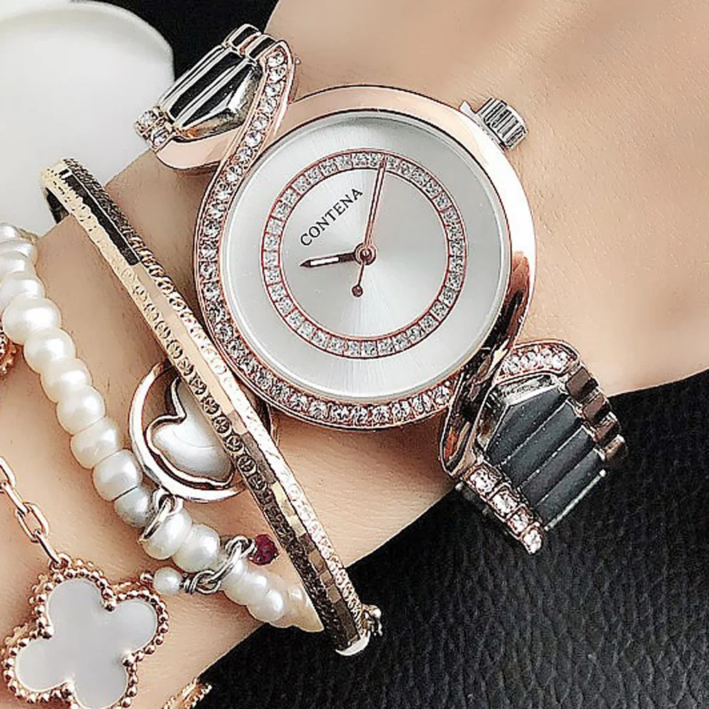 New women's wristwatch new fashion clothing watch Women's Crystal Diamond watch stainless steel Silver clock Montre Femme2023