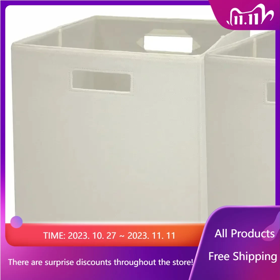 

Fabric Cube Storage Bins (12.75" X 12.75"), Ivory, 2 Pack Shoe Organizer and Storage Storage Box Storage Containers Fast Trans