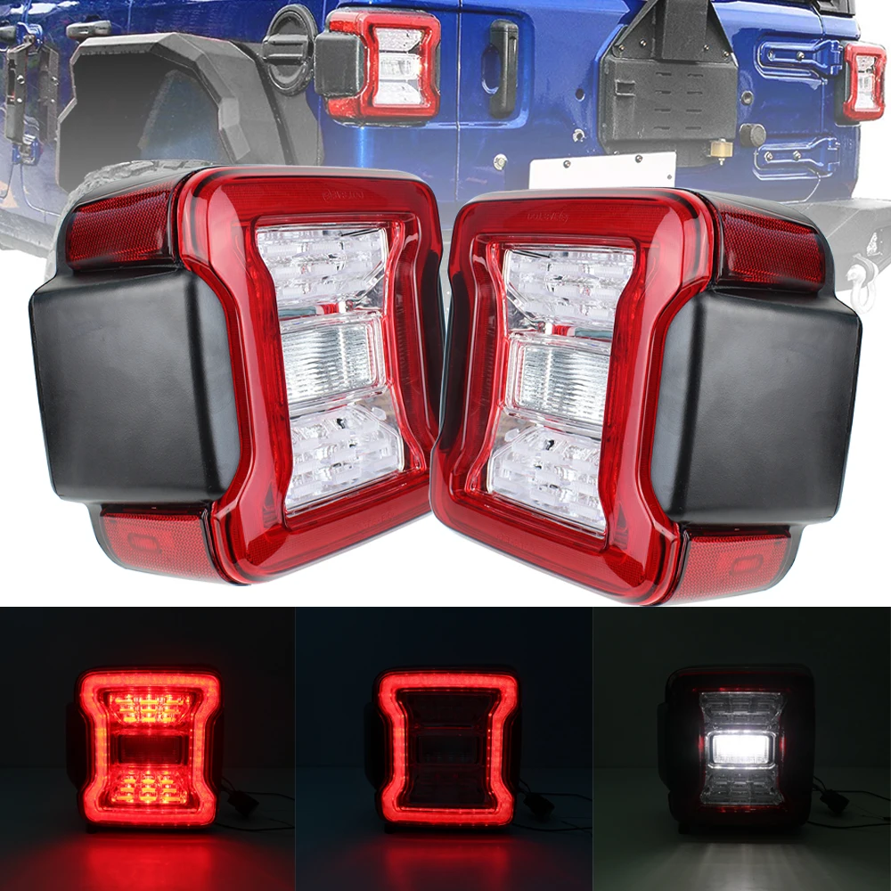 

2pcs New USA Euro version LED tail lamp For Jeep Wrangler JL 2018 2019 Car Tail Smoked Series Rear Lamp Brake Reverse Lights