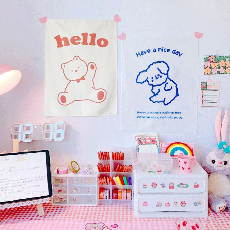 Мультяшный настенный гобелен кавайный Декор для комнаты прикроватный подвесной