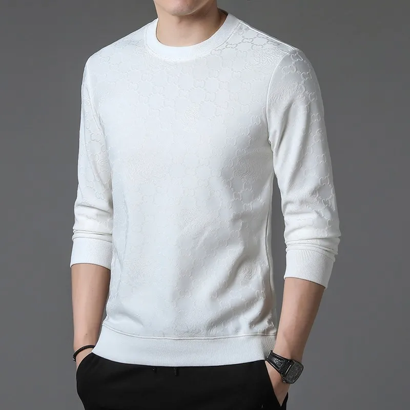 Golf Apparel Men's New Spring and Autumn Knitted Pullover Men's Golf Jacquard Fashion Round Neck T-shirt