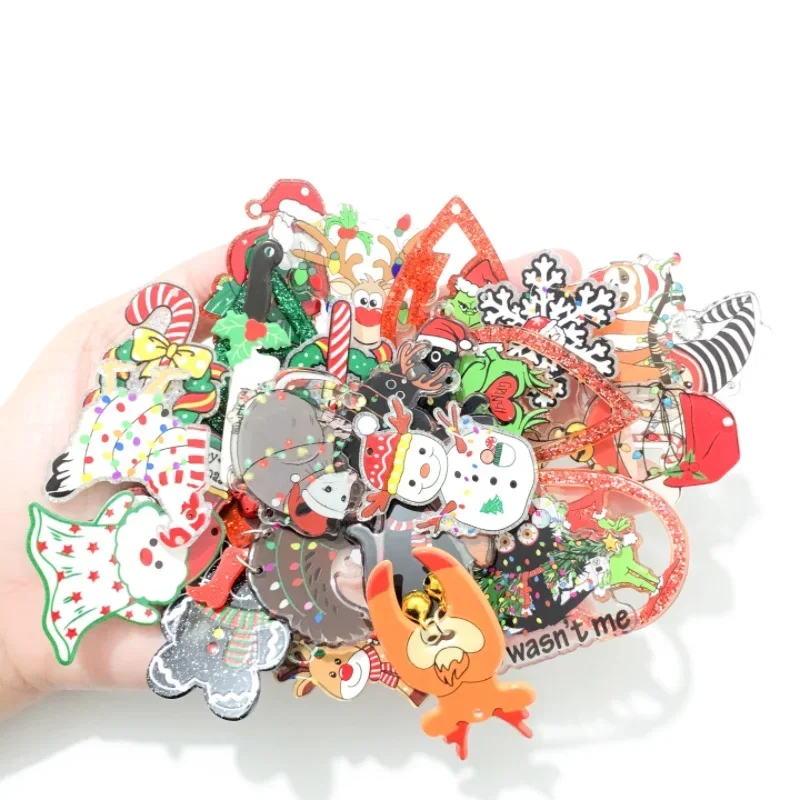 Смешанные 10/30 шт. акриловые подвески в виде животных призраков снеговика плоские