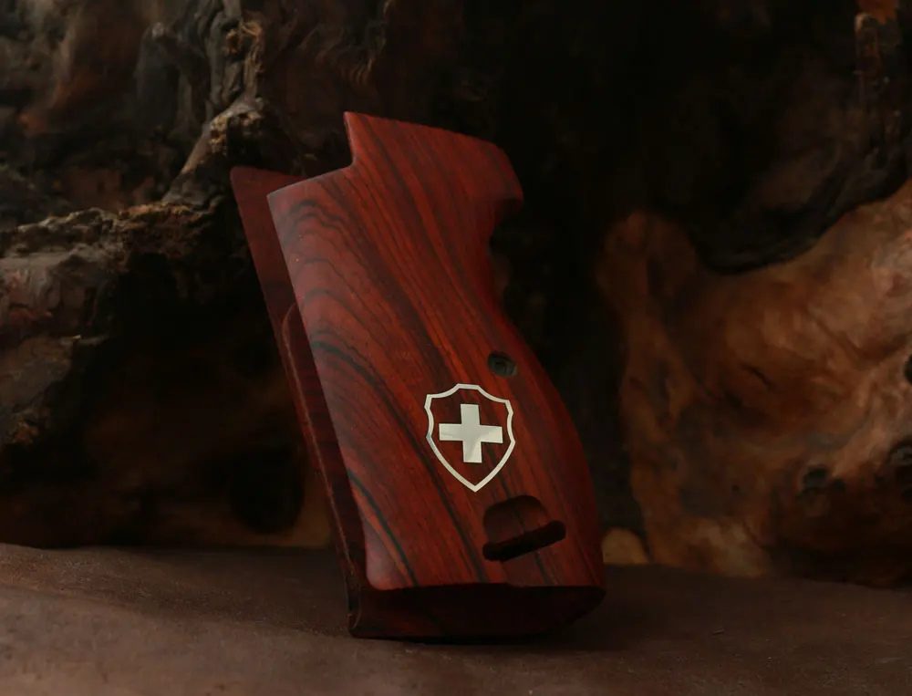 

Ksd SIG P210 Heavy Frame P210-5 Sport / P210-6 Sport Compatible Rosewood Grip (with magazine release on top, with lanyard ring)