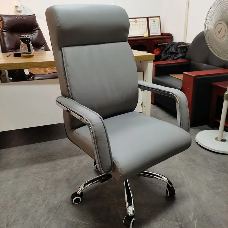 

Design Office Chair Neck Headrest Computer Leather Wheels Rotating Chair Antisweat Support Reposapies Oficina Theater Furniture