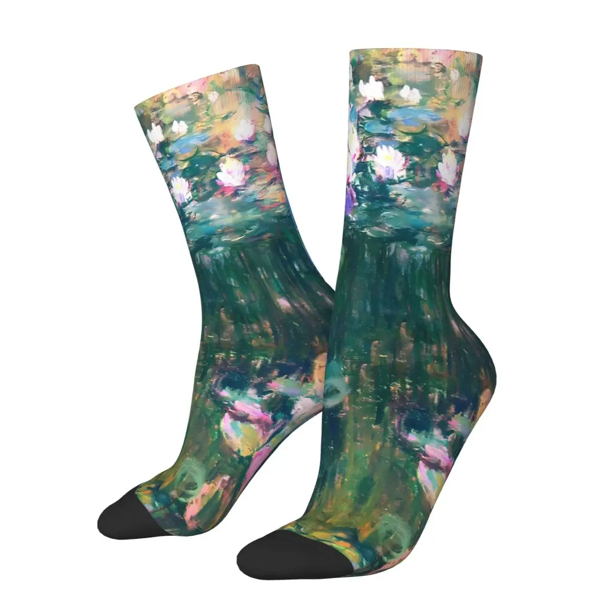 Зеленый Клод Моне водяные лилии лотос картина маслом носок с принтом мужской