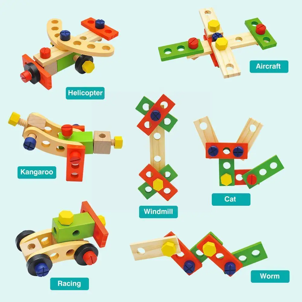 

Wooden Kids DIY Tool Kit Educational Toys Simulation Engineering Plane Homemade Gifts Boy Toys Learning Toy Repair Tools Pu W3G2