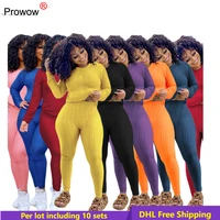 prowow fall winter women tracksuits solid yoga suits hoodies pants pullover two piece sets sports suits wholesale 4281