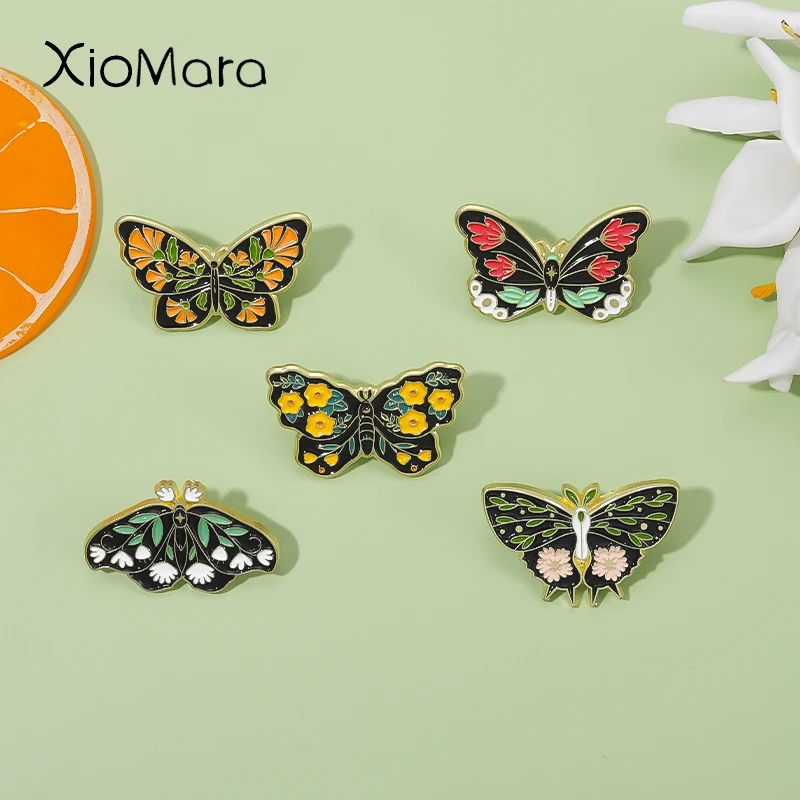 

Wholesale Price Flowers Wings Butterfly Enamel Pins Custom Insect Moth Brooches Lapel Badges Nature Animal Jewelry Gift