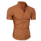 Мужская Повседневная рубашка на пуговицах, простой однотонный пуловер с круглым вырезом, футболка с коротким рукавом, блузка, новинка 2022
