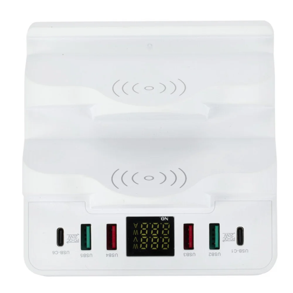 

80W Dual Wireless Chargers Support Type C PD Fast Charger Multi USB Charger HUB QC3.0 Fast Charger Station, AU Plug