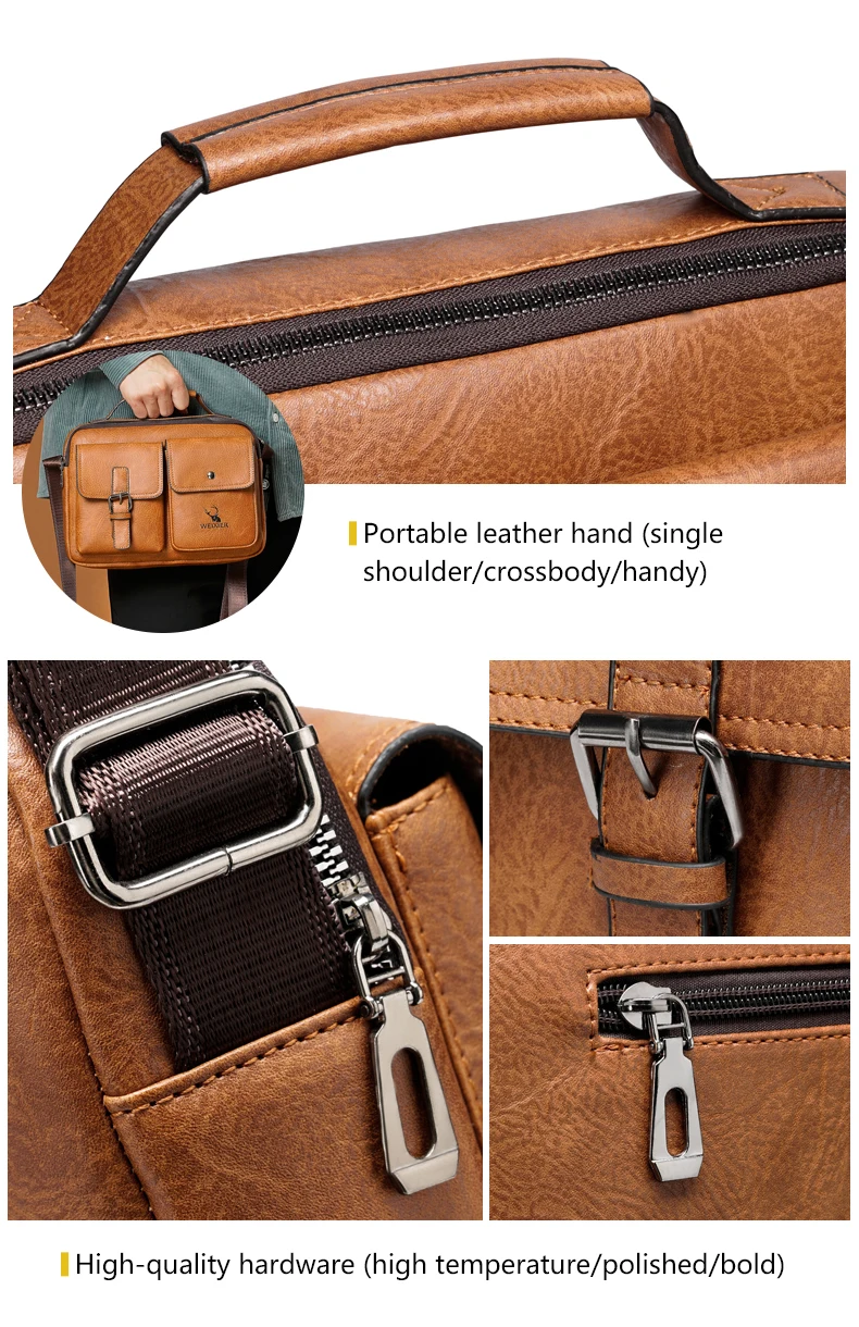 PU Leather Bag Men's Handbag Vintage Messenger Bag Men Shoulder Bags Male Briefcase Bag Casual tote bag Handbags for men  bolsas