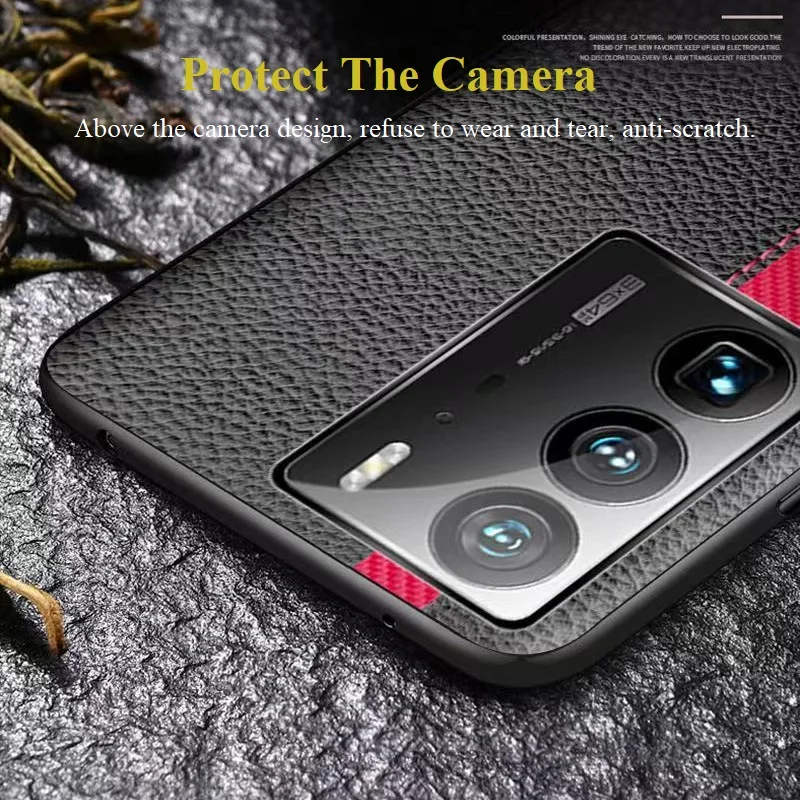 Elegant Luxury Splicing Lychee Pattern Phone Case All-inclusive Anti-drop Anti-scratch Leaher Cover Fit For ZTE Axon 40 Ultra