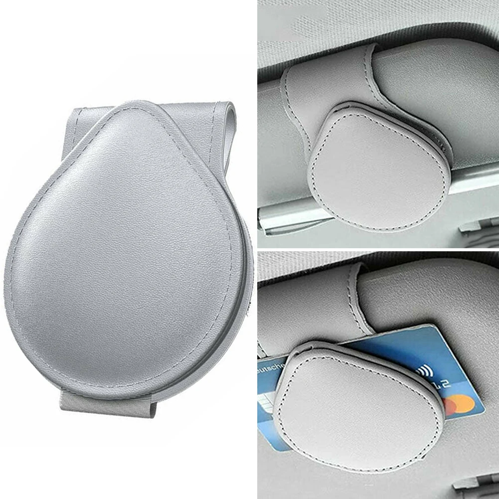 

Car Leather Sunglasses Sun Visor Mount Auto Eye Glasses Clip Holder Fastener Gray Car Sun Visor Favorites 9*4.5*7.5cm Car Access