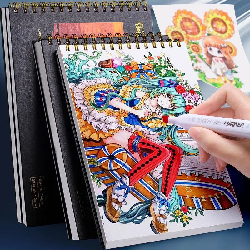 16K/A4/8K Marker Pen Special Painting Book Opaque Student Animation Hand-painted Design Blank Coloring Art Supplies