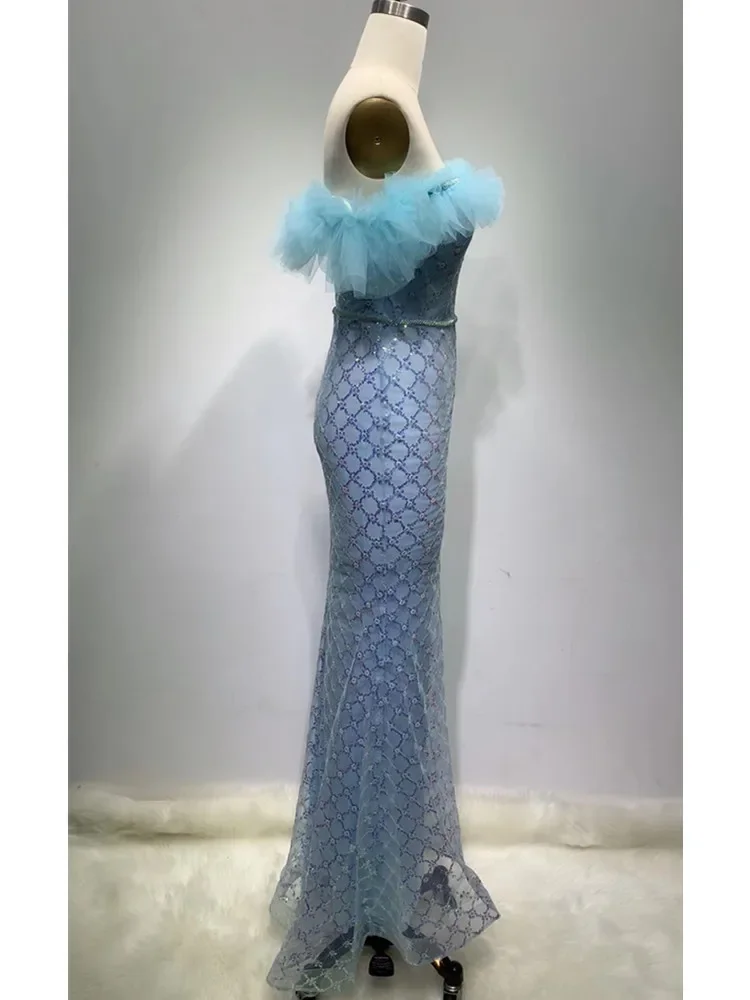 Женские роскошные небесно-голубые платья для выпускного вечера элегантное