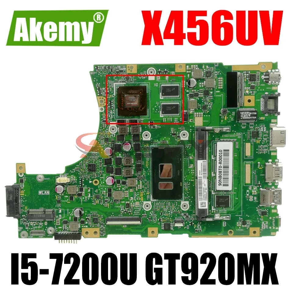 

AKEMY X456UQK Laptop Motherboard For ASUS X456UVK X456UV X456UQ X456U Original Mainboard DDR4 4GB-RAM I5-7200U GT920M